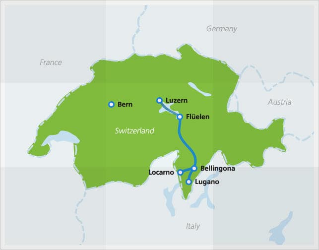 Suisse - Train panoramique - Gotthard Panorama Express - Itinéraire